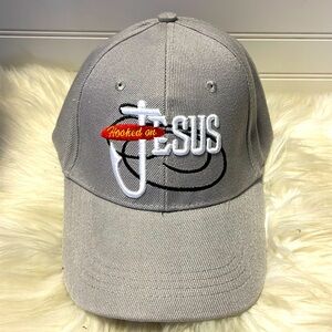 🪝 Hooked on Jesus Gray Embroidered Baseball Cap